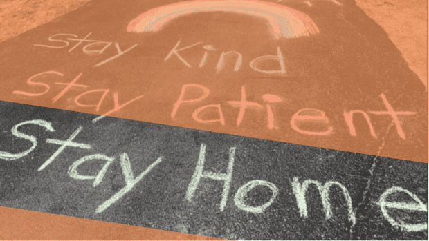 Stay home chalk art